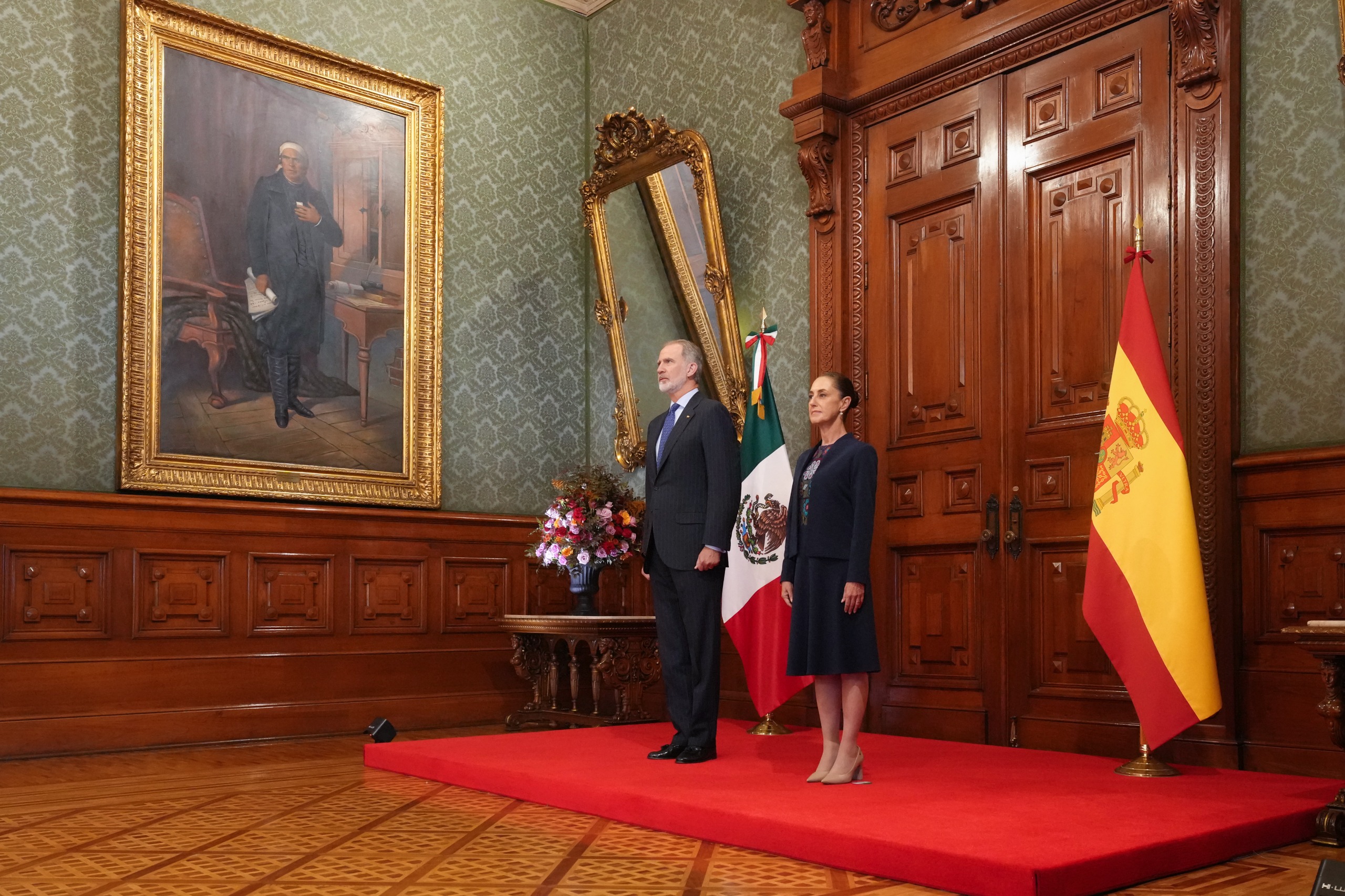 Sheinbaum recibe al rey Felipe VI de España en Palacio Nacional, en la primera visita oficial en 7 años